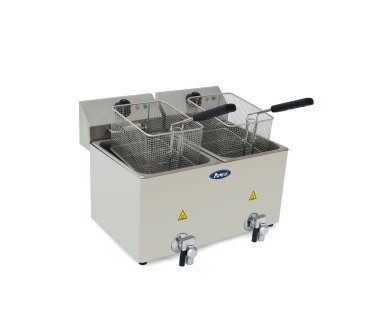 Freidora Eléctrica 8L+8 Con Grifo Drenaje 220-240V 2X3.25Kw  - 545X480X395MM 50-190°C