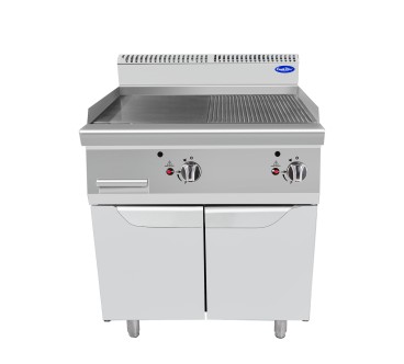 Plancha 1/2 Estriada Dcha - De Gas Natural Con 2 Puertas 14KW Serie 700 - 800X700X1085MM - 2X7Kw