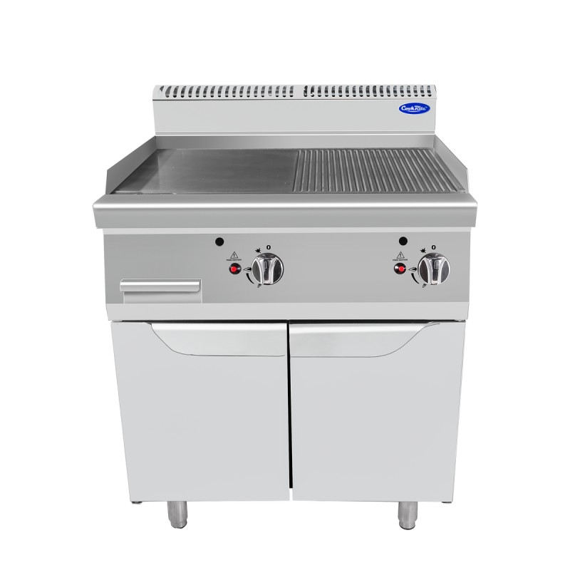 Plancha 1/2 Estriada Dcha - De Gas Natural Con 2 Puertas 14KW Serie 700 - 800X700X1085MM - 2X7Kw