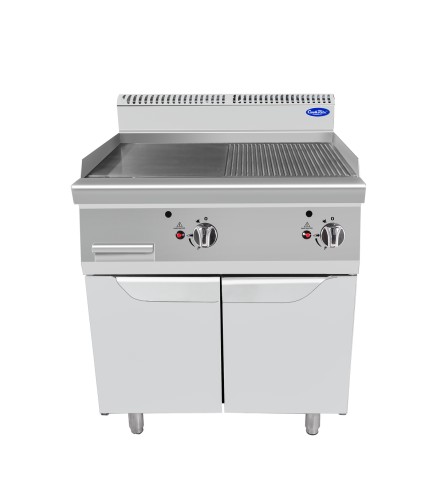 Plancha 1/2 Estriada Dcha - De Gas Natural Con 2 Puertas 14KW Serie 700 - 800X700X1085MM - 2X7Kw