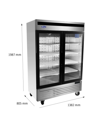 Armario Congelador Expositor 1300L Doble Puerta Cristal Clase C