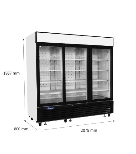 Armario Refrigerador Ventilado Para Bebidas Capacidad 2050L con 3 Puertas De Cristal 0°/ +8°C