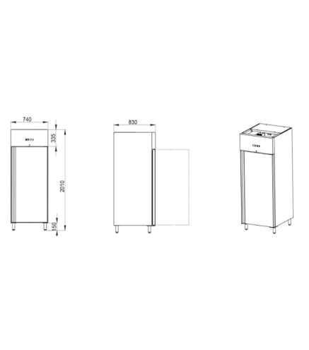 Armario Congelador Vertical Inox Ventilado De 1 Puerta 670L , -18 ℃ ~ 25 ℃, 600W , 730×805×2065MM