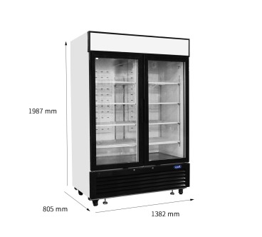 Armario Refrigerador Ventilado Capacidad 1300L con 2 Puertas De Cristal- 0°/ +8°C