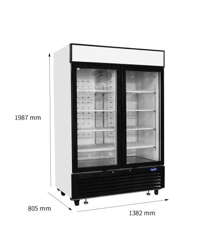 Armario Refrigerador Ventilado Capacidad 1300L con 2 Puertas De Cristal- 0°/ +8°C