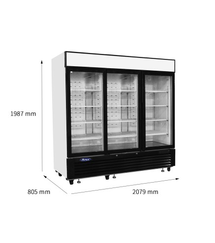 Congelador Mural Ventilado Capacidad 2050L Con 3 Puertas De Cristal -20°/ -18°C