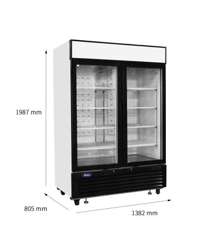 Congelador Mural Ventilado Capacidad 1300L con 2 Puertas De Cristal -20°/ -18°C