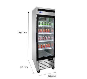 Armario Frigorífico de Cristal - Ventilado  Capacidad 610L 0°/ +8°C