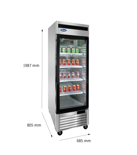Armario Frigorífico de Cristal - Ventilado  Capacidad 610L 0°/ +8°C