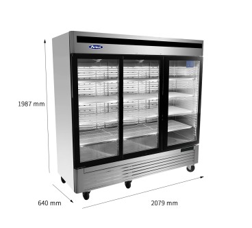 Armario Frigorífico Congelador Cristal- Ventilado - Capacidad 2050L - 3 Puertas De Cristal -18°/-20°C