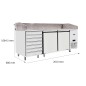 Mesa Refrigerada de Pizza 201cm 2 Puertas & 7 Cajones Mesa Refrigerada de Pizza 201cm 2 Puertas & 7 Cajones