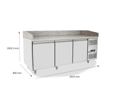 Mesa Refrigerada de Pizza 201cm 3 Puertas