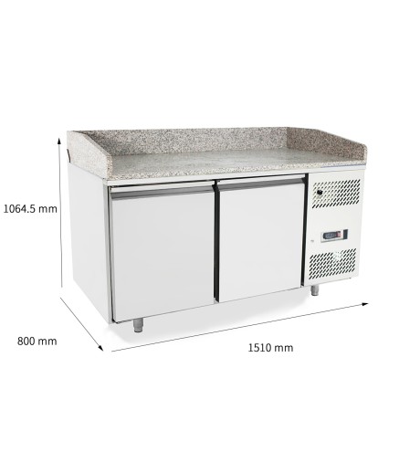 Mesa Refrigerada Para Preparación De Pizza - Ventilada - con 2 Puertas Capacidad 280L -2°/+8°C 1510X800X850+100MM