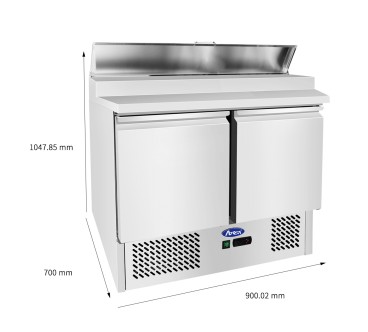Mesa Refrigeración Y Ensaladera Abatible 5xGN1/6 - 2 Puertas de Mármol Capacidad 300L 2°/+8°C 900X700X1060MM