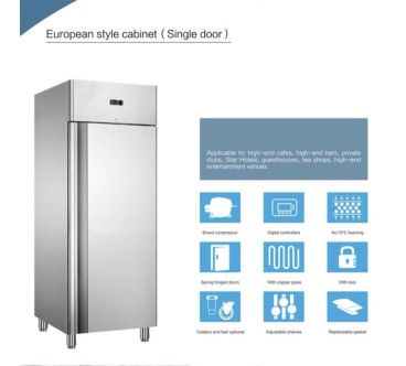 Congelador Vertical Inox Ventilado De 1 Puerta 610L , -18 ℃ ~ 25 ℃, 590W, 740*830*2010MM