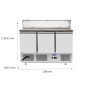 Saladette Mármol y Cristal Rectangular 3 Puertas 136.5x70x91.8cm