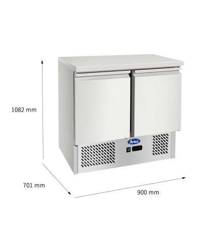 Mesa Refrigeración Y Ensaladera Con 2 Puertas Capacidad 300L 2°/+8°C 900X700X898MM