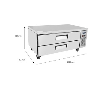 Mesa Baja Refrigerada Ventilada 2 Cajones - Capacidad  215L 2°/+8°C 1230X815X514MM