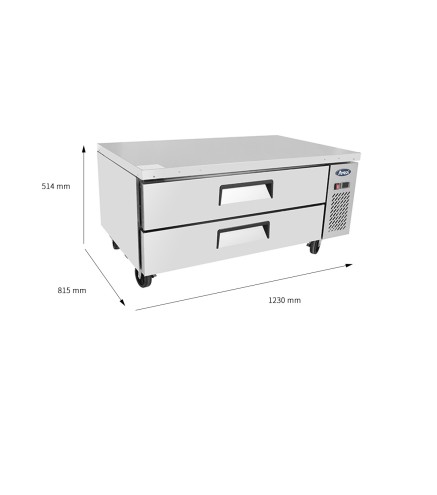 Mesa Baja Refrigerada Ventilada 2 Cajones - Capacidad  215L 2°/+8°C 1230X815X514MM