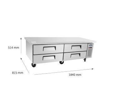 Chef Base mesa baja con Refrigerado 184cm 4 Cajones 340L