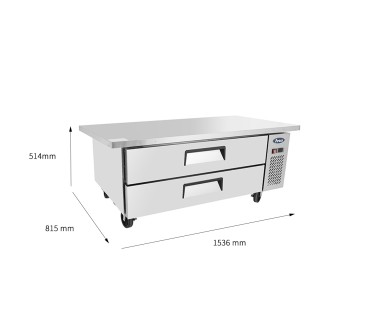Mesa Baja Refrigerada Ventilada 2 Cajones - Capacidad  235L 2°/+8°C 1536X815X514MM