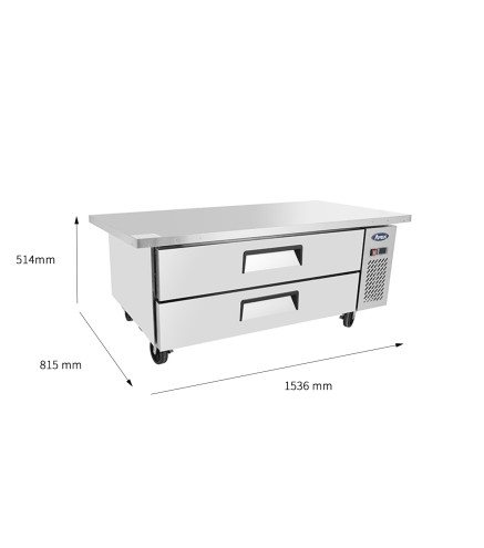 Mesa Baja Refrigerada Ventilada 2 Cajones - Capacidad  235L 2°/+8°C 1536X815X514MM