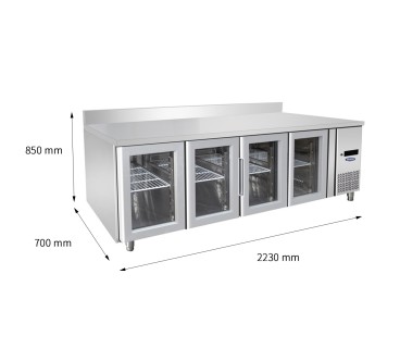Chef Base mesa baja con Refrigerado 223x70x85cm 4P cristal 560L