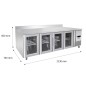 Mesa Refrigerada Ventilada Con 4 Puertas de Cristal con Tope - Capacidad 560L -2°/+8°C 2230X700X850+100MM Mesa Refrigerada Ventilada Con 4 Puertas de Cristal con Tope - Capacidad 560L -2°/+8°C 2230X700X850+100MM