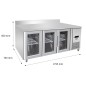 Mesa Refrigerada Ventilada Con 3 Puertas de Cristal con Tope - Capacidad 420L -2°/+8°C 1795X700X850+100MM Mesa Refrigerada Ventilada Con 3 Puertas de Cristal con Tope - Capacidad 420L -2°/+8°C 1795X700X850+100MM