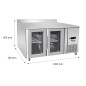 Mesa Refrigerada Ventilada Con 2 Puertas de Cristal con Tope - Capacidad 280L -2°/+8°C 1360X700X850+100MM Mesa Refrigerada Ventilada Con 2 Puertas de Cristal con Tope - Capacidad 280L -2°/+8°C 1360X700X850+100MM