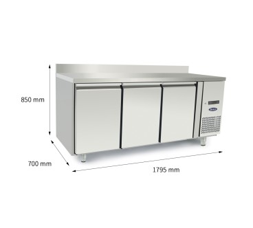 Mesa Congelador Acero Inox Con 4 Puertas con Tope - Capacidad  560L -22°/-18°C 2230X700X850+100MM