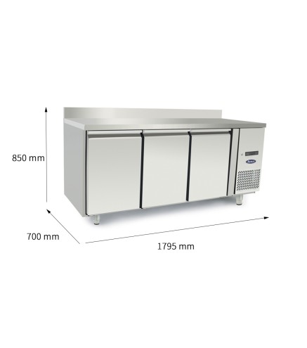 Mesa Refrigerada 1.79m 3 Puertas Inox 420L -2°/+8°C