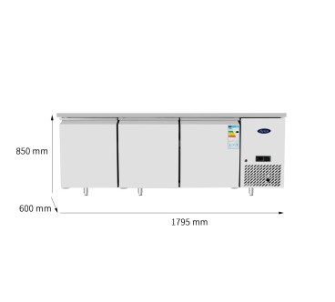 Mesa Refrigerada 1.79m 3 Puertas Inox 360L -2°/+8°C