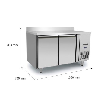 Mesa Refrigerada 1.36m 2 Puertas Inox 280L 1360x700x850+100MM