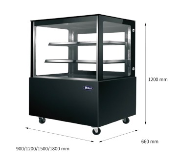 Mostrador De Pasteles - Vitrina Refrigerada con Cristales Frontales Rectos - Ventilada 2°/+8°C 1800X660X1200MM