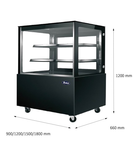 Mostrador De Pasteles - Vitrina Refrigerada con Cristales Frontales Rectos - Ventilada 2°/+8°C 1800X660X1200MM