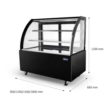 Mostrador De Pasteles - Vitrina Refrigerada con Cristales Frontales Curvos- Ventilada 2°/+8°C 1800X660X1200MM