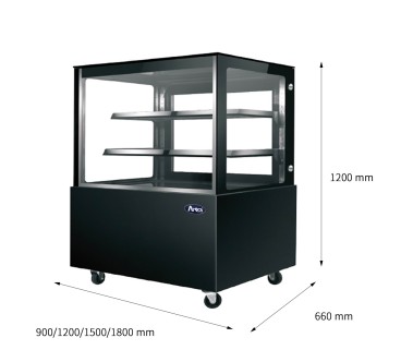 Mostrador De Pasteles - Vitrina Refrigerada con Cristales Frontales Rectos - Ventilada 2°/+8°C 1500X660X1200MM
