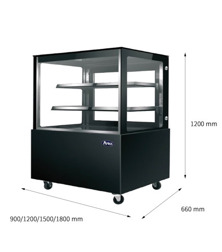Mostrador De Pasteles - Vitrina Refrigerada con Cristales Frontales Rectos - Ventilada 2°/+8°C 1500X660X1200MM