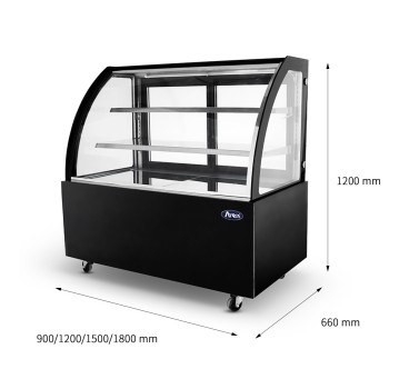 Mostrador De Pasteles - Vitrina Refrigerada con Cristales Frontales Curvos- Ventilada 2°/+8°C 1500X660X1200MM