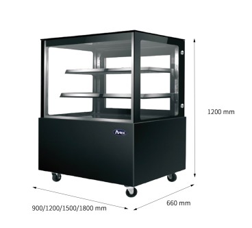 Mostrador De Pasteles - Vitrina Refrigerada con Cristales Frontales Rectos - Ventilada 2°/+8°C 900X660X1200MM