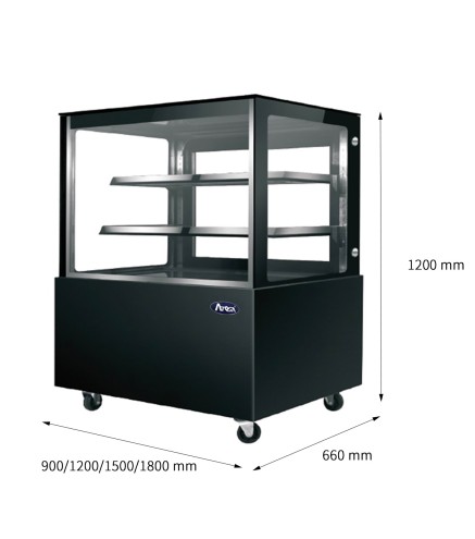 Mostrador De Pasteles - Vitrina Refrigerada con Cristales Frontales Rectos - Ventilada 2°/+8°C 900X660X1200MM