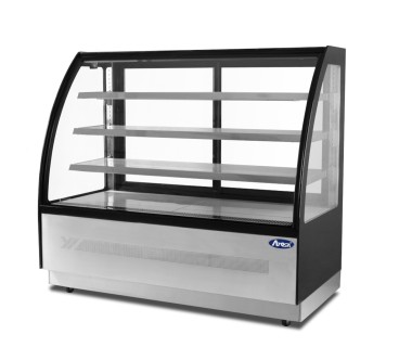 Mostrador De Pasteles Inox - Vitrina Refrigerada Cristales Frontales Curvos - Ventilada 2°/+8°C 1500X750X1350MM