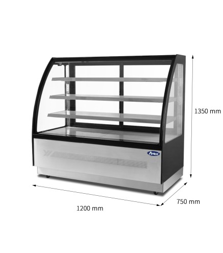 Mostrador De Pasteles Inox- Vitrina Refrigerada Cristales Frontales Curvos - Ventilada 0°/+8°C 1200X750X1350MM