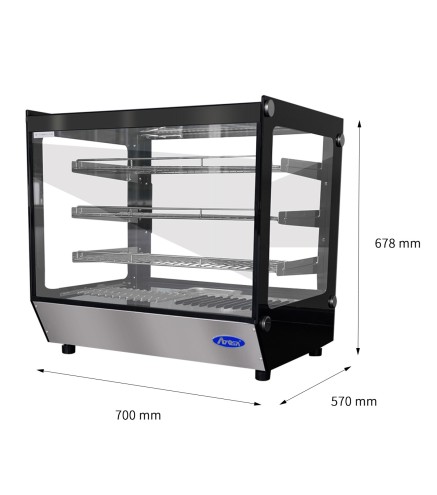 Vitrina Caliente Rectangular 120L 70cm 30-90°C