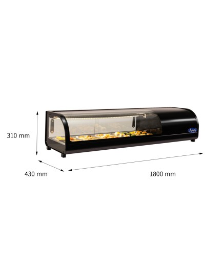 Vitrina Refrigerada Para Sushi 1800X430X310MM 93L 5XGN1/2(20MM) +2°/+8°C