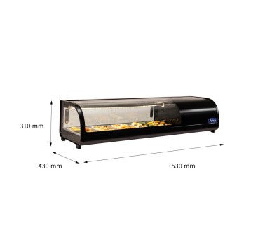 Vitrina Refrigerada Para Sushi 1530x430x310MM 75L  6xGN1/3(20mm) +2°/+8°C
