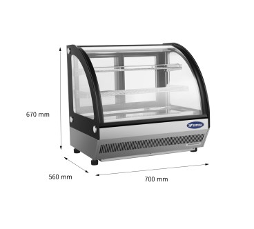 Vitrina Refrigerada De Sobremesa Frontal Cristal Redonda Ventilada 715*560*670MM