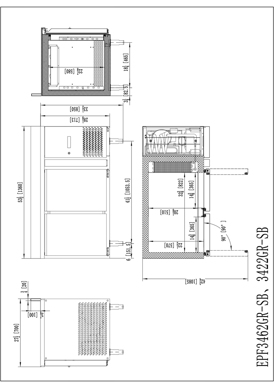 MESA REFRIGERADA DE ACERO INOX CON TOPE (700) - VENTILADO - N.2 Puerta -  220-240V/250W 1.34kWh/24H Capacidad 280L- TEMP. -2°/+8°C - Dim.L1360xP700xH850+100mm Energy A 二门风冷藏工作台 (700) -