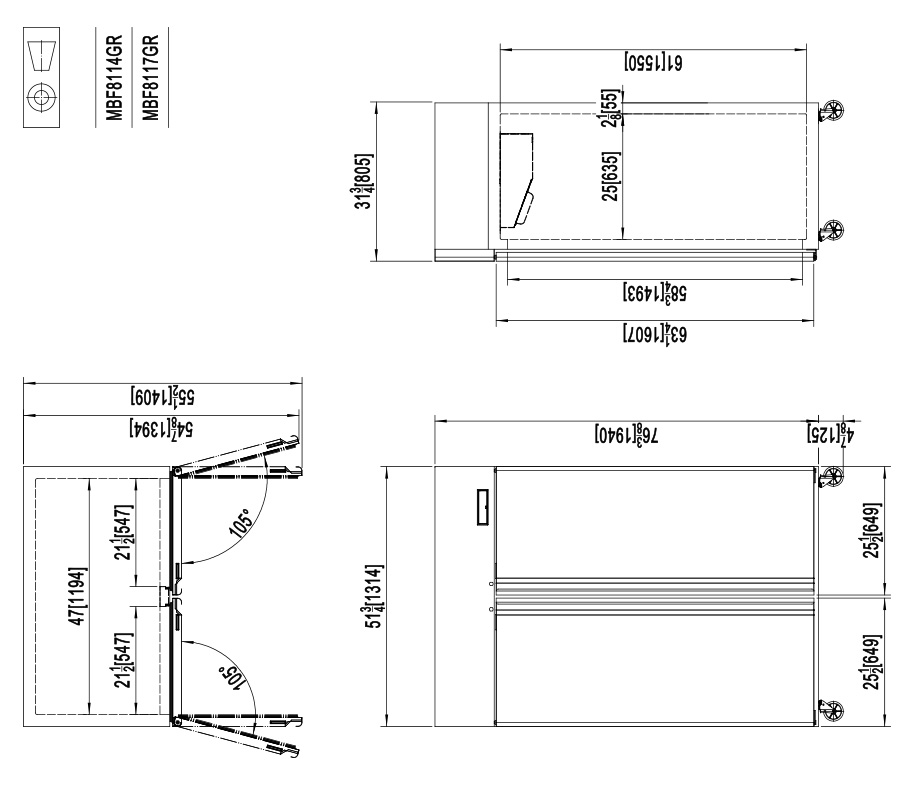 ARMARIO FRIGORÍFICO CONGELADOR DE ACERO GN2/1 INOX - VENTILADO -  220-240V/980W 8.19kWh/24H Capacidad 1240L- N.2 Puerta TEMP. -22°/-18°C - Dim. L805xP1314xH2065mm Energy C 大二门冷冻冰箱 -